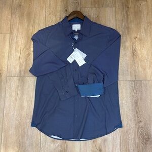 CON.STRUCT Slim Fit Button Down Long Sleeve Shirt w/ Micro Polka Dot Pattern.